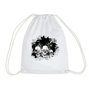 fancy head skull crane design 2603 p - Drawstring Bag - white - Front