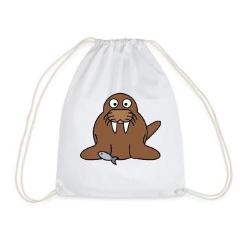 walross2 - Drawstring Bag - white - Front
