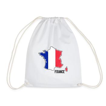 France Flag Map Outline - Drawstring Bag - white - Front