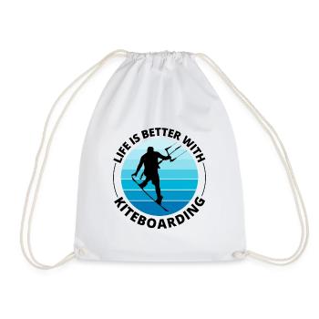 Kitesurfing Kitesurf Kiteboarding Kiteboarder - Drawstring Bag - white - Front