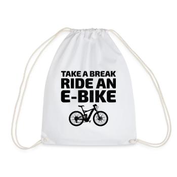 E-Bike Electric Bicycle Bike Cycling Biker Mtb - Drawstring Bag - white - Front