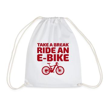 E-Bike Electric Bicycle Bike Cycling Biker Mtb - Drawstring Bag - white - Front
