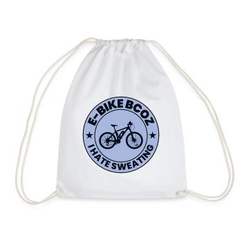 E-Bike Electric-Bike E-Cyclist Bicycling Rider - Drawstring Bag - white - Front
