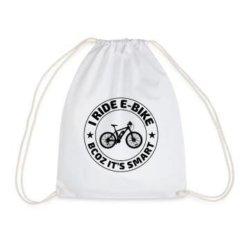 E-Bike Electric-Bike E-Cyclist Bicycling Rider - Drawstring Bag - white - Front