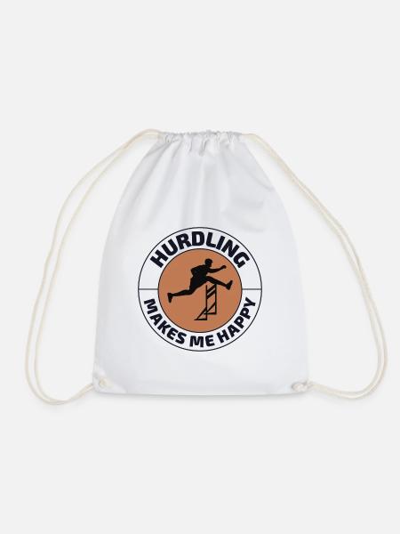 Hurdles Hurdling Hurdler Running Runner Athletes - Drawstring Bag - white