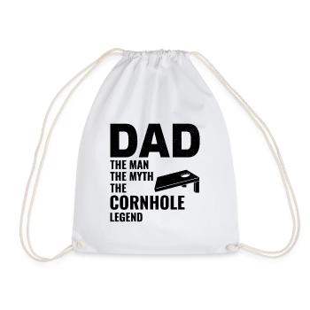 Cornhole Dad Bean Bag Toss Lawn Game Fathers day - Drawstring Bag - white - Front