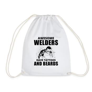 Welding Welder Metal Construction Tattoos Beards - Drawstring Bag - white - Front