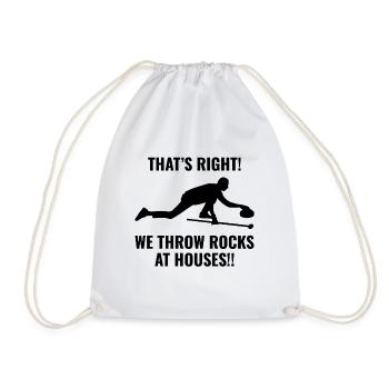 Curling Sweeping Fan Winter Ice Sport Curler Funny - Drawstring Bag - white - Front