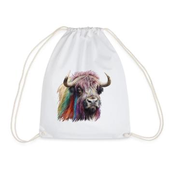 Rainbow Bison / Gay Pride / Gay /Queer LGPT - Drawstring Bag - white - Front