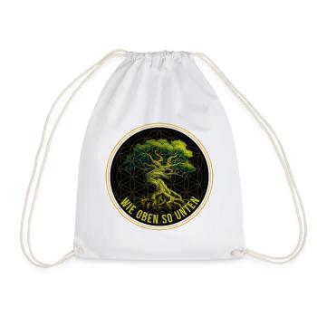 Yggdrasil Hermetic Mystic Tree of Wisdom Design - Drawstring Bag - white - Front