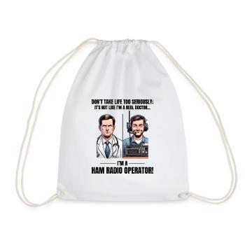 Real Doctor vs Amateur Ham Radio Operator - Drawstring Bag - white - Front