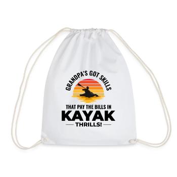 kayaking Gradpa Kayak Canoe Kayaker Funny - Drawstring Bag - white - Front