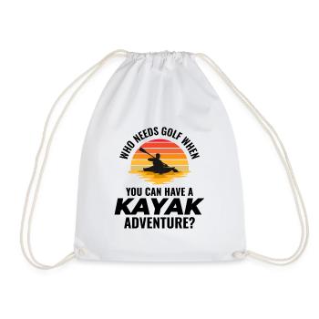 kayaking Gradpa Kayak Canoe Kayaker Funny - Drawstring Bag - white - Front