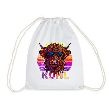 Funny cow with sunglasses "Kuhl" - Drawstring Bag - white - Front