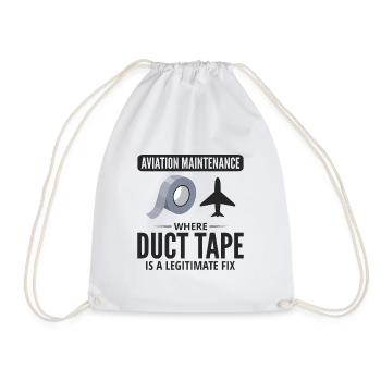 Aircraft Mechanic Aviation Maintenance Duct Tape - Drawstring Bag - white - Front