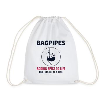 Bagpipe Player Instrument Scottish Scotland Music - Drawstring Bag - white - Front