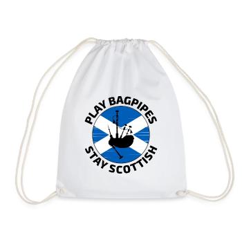 Bagpipe Player Instrument Scottish Scotland Flag - Drawstring Bag - white - Front