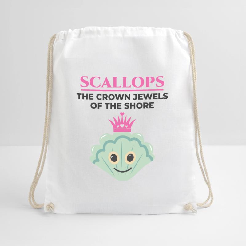 Scallop Seashells Collector Beachcomber Shellfish Drawstring Bag