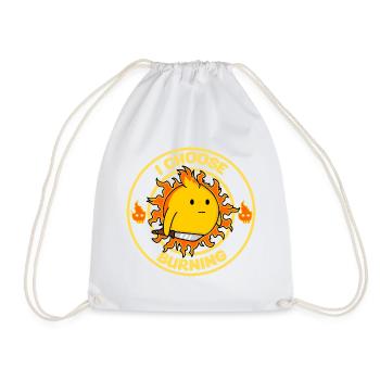 I Choose Burning Funny Sun Sarcasm Mood Design - Drawstring Bag - white - Front