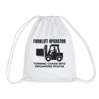 Forklift Operator Heavy Equipment Driver Humor - Drawstring Bag - white - Front