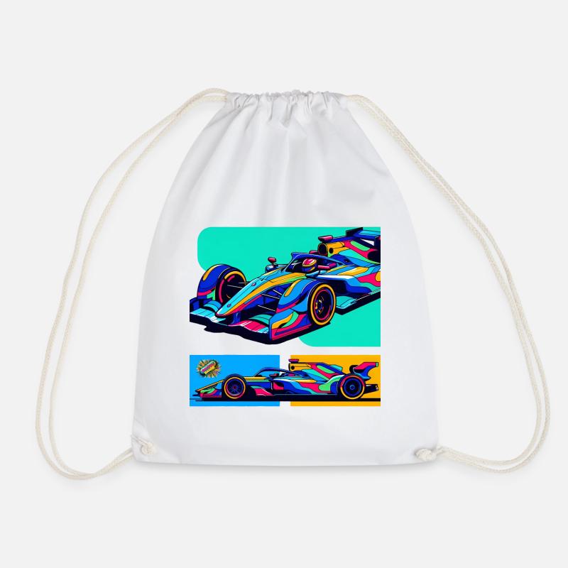 Formula Car Popart - Drawstring Bag - white