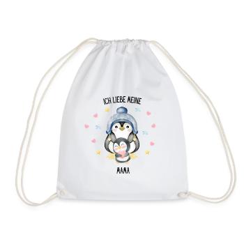 Ich liebe meine Mama Pinguin - Turnbeutel - Weiß - Vorne
