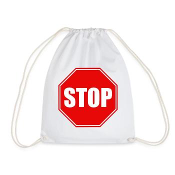 Stop - Drawstring Bag - white - Front