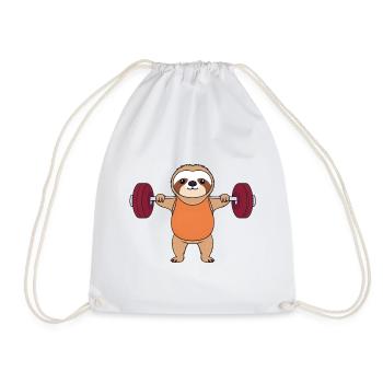 Sloth doing weightlifting in the gym Lazy resolutions - Drawstring Bag - white - Front