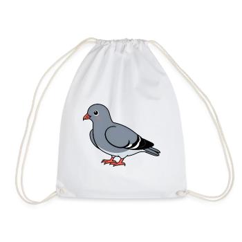 Cartoon dove gray with orange feet - Drawstring Bag - white - Front