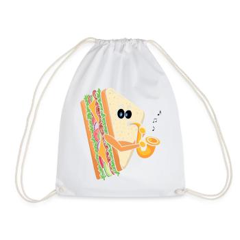 Saxophonist Saxophone Cheese Music Musicians - Drawstring Bag - white - Front