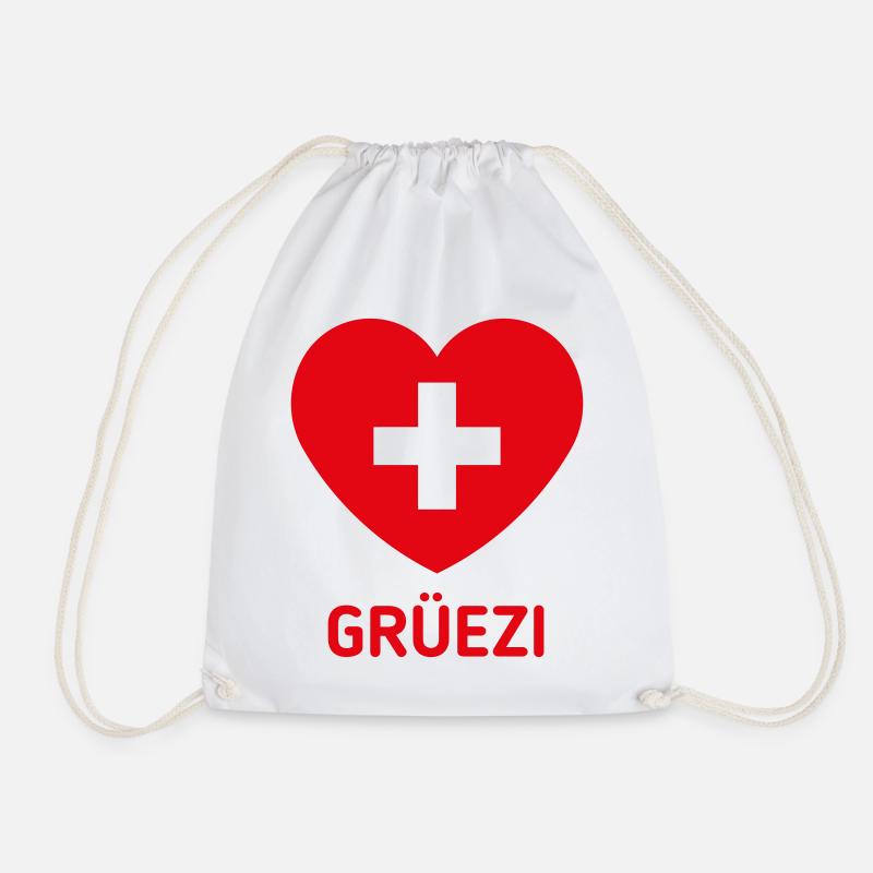 Grüezi (Schweiz / Herz / Schweizerkreuz / 1C) - Turnbeutel - Weiß