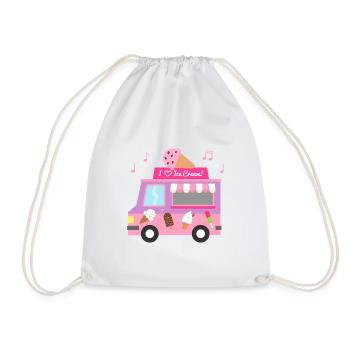 Camion de crème glacée rose - Sac de sport léger - blanc - Devant
