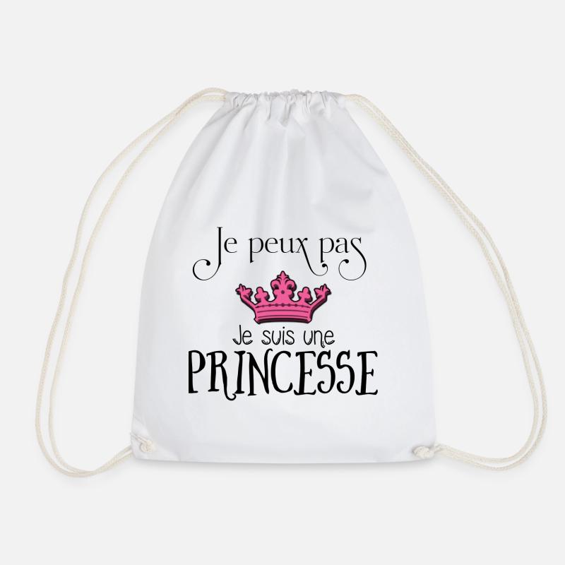 • I CANNOT • I can't I am a princess - Drawstring Bag - white