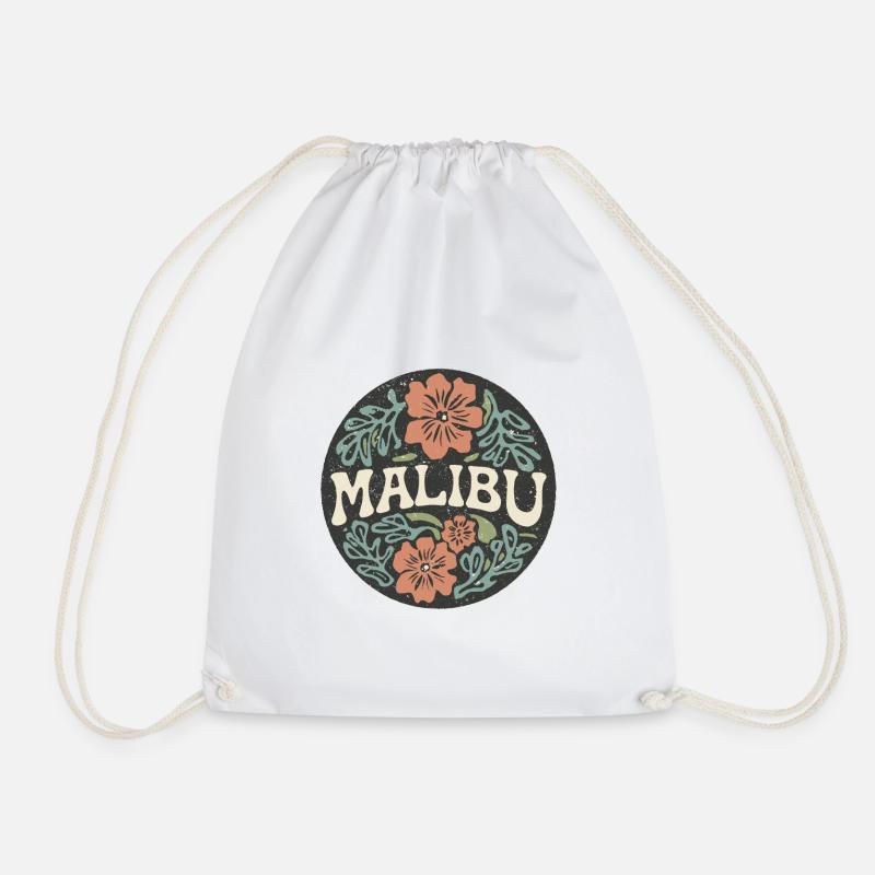 Retro Malibu - Drawstring Bag - white