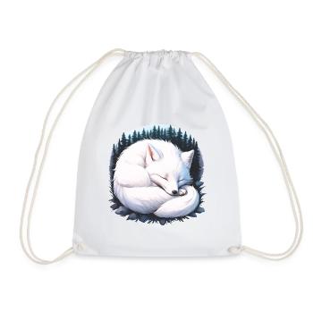 Arctic fox sleeping in the forest Fox Scandinavia Fox - Drawstring Bag - white - Front