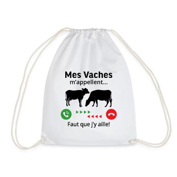 mes vaches m'appellent faut que j'y ailler - Sac de sport léger - blanc - Devant