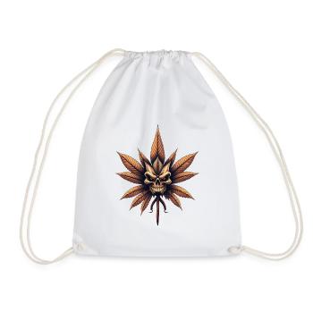 Skull Leaf Gothic Cannabis - Drawstring Bag - white - Front