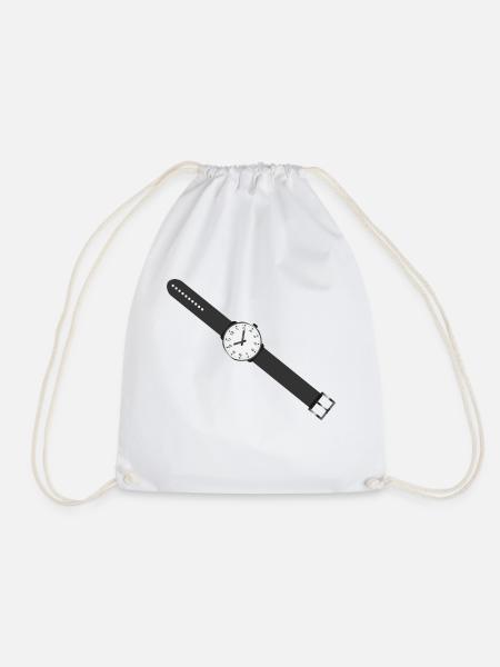 uhr zeit watch clock time hourglass sanduhr162 - Turnbeutel - Weiß