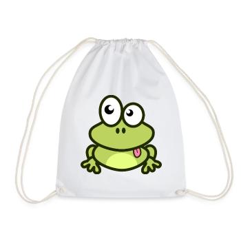 Lustiger Frosch in grün und Comic Stil - Turnbeutel - Weiß - Vorne