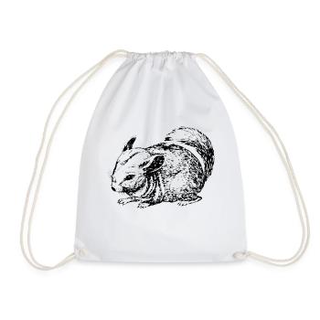 Chinchilla outline - Drawstring Bag - white - Front