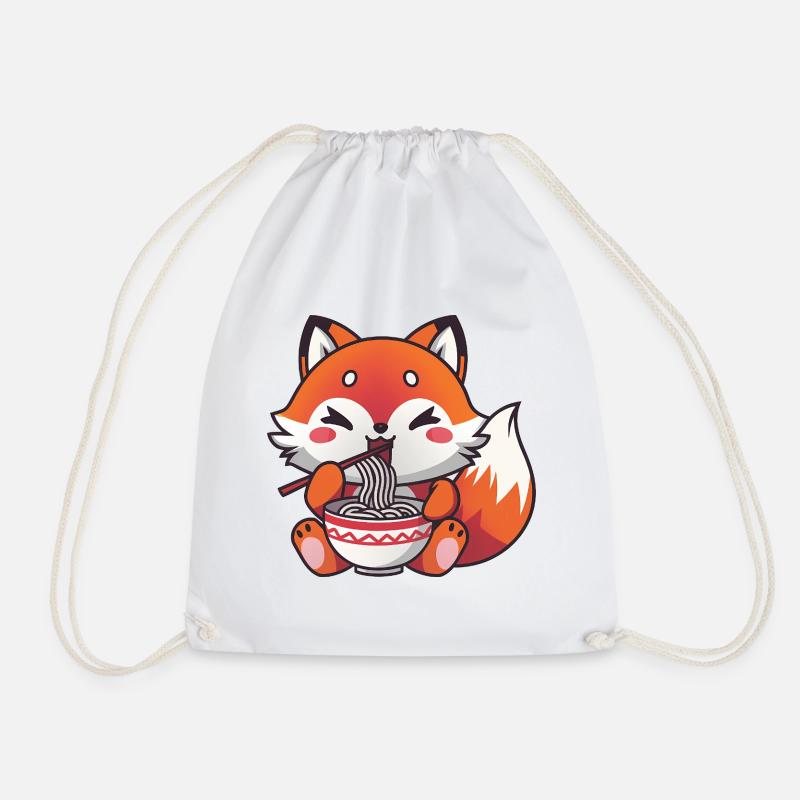 Süßer Fuchs, der Ramen-Nudeln isst - Turnbeutel - Weiß