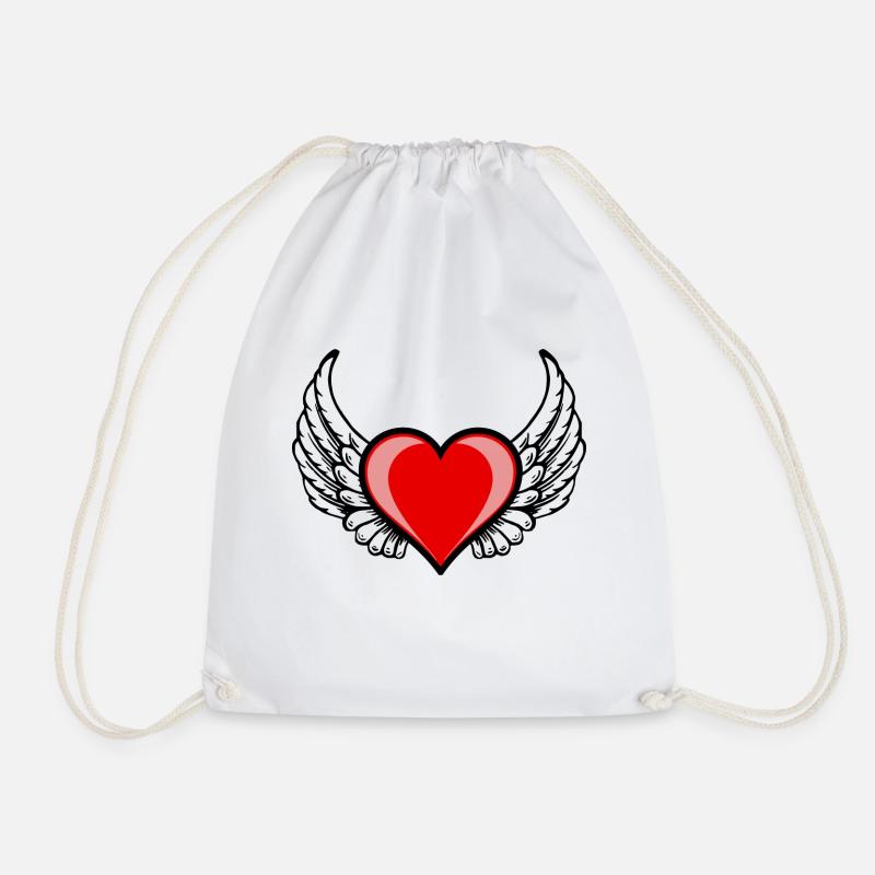 The winged heart - Drawstring Bag - white