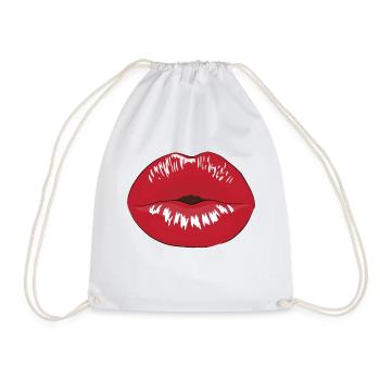 Embrasser la bouche avec du rouge à lèvres - Sac de sport léger - blanc - Devant