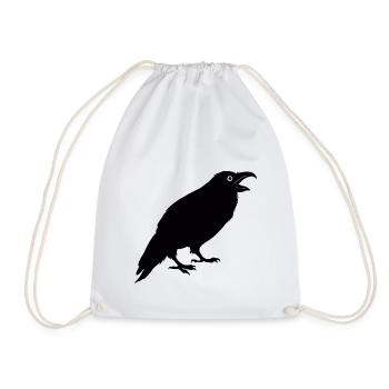 Raven Silhouette - Drawstring Bag - white - Front