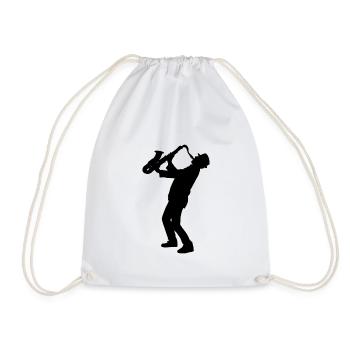 Saxophone Player Jazz Music - Drawstring Bag - white - Front