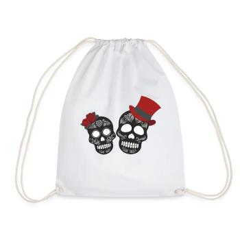 pretty pattern skull skull skull colored style - Drawstring Bag - white - Front