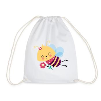 Abeille avec fleur - Sac de sport léger - blanc - Devant
