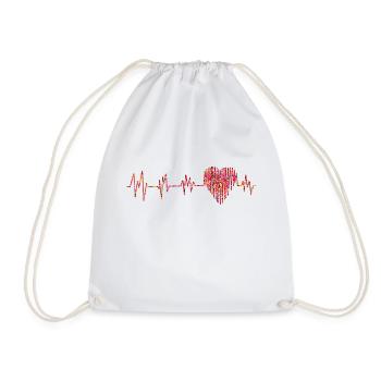 Heartbeat - Drawstring Bag - white - Front