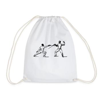fencing fights floret sword parry samurai16 - Drawstring Bag - white - Front