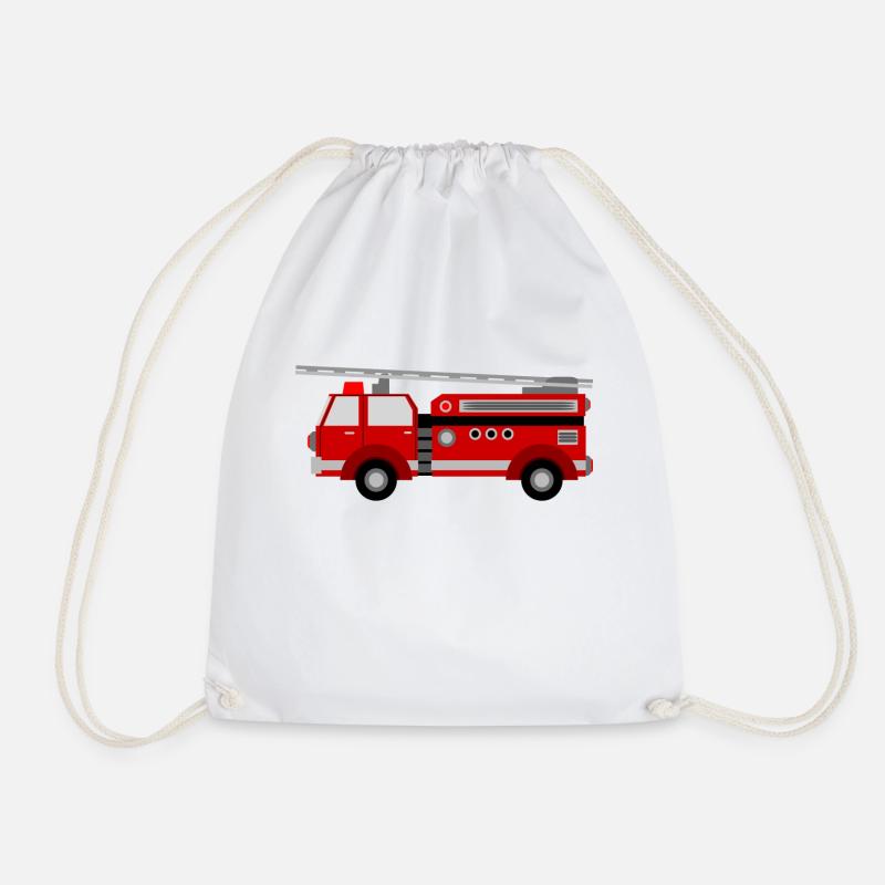 Fire Department Firefighter Firefighter Firetruck Fire - Drawstring Bag - white